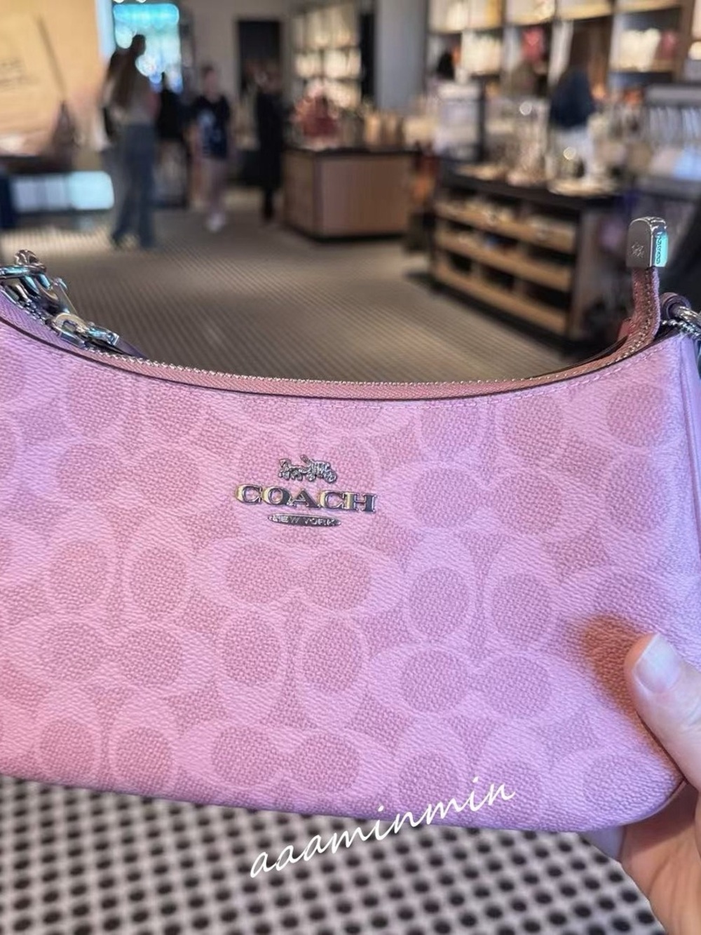 Coach Pink Signature Jacquard Wristlet with Gold Hardware - Picture 2 of 3